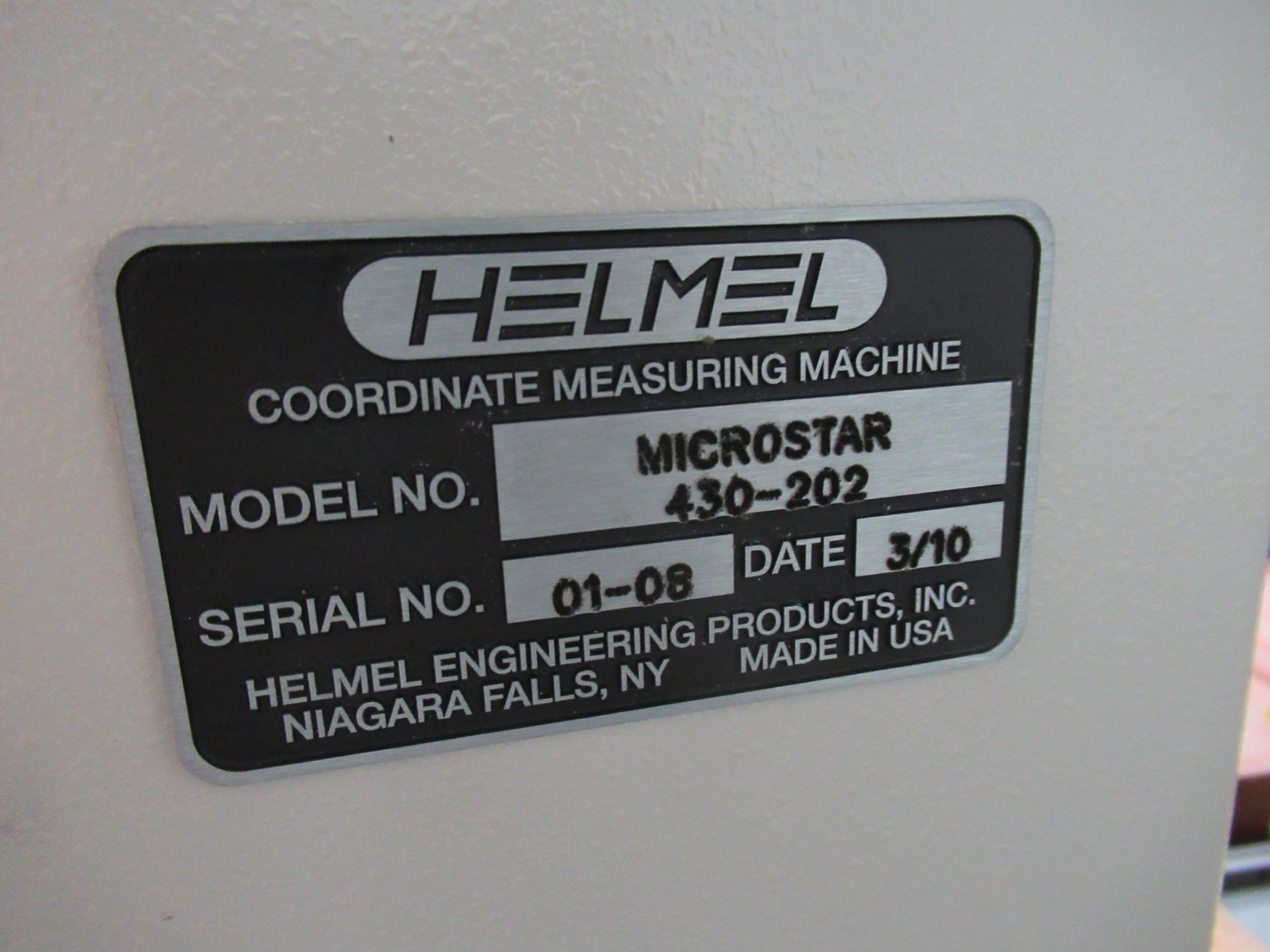 2010 HELMEL "MICROSTAR" 430-202 COORDINATE MEASURING MACHINE, 42" X 65.5" X 6" THICK DRILLED & - Image 9 of 10
