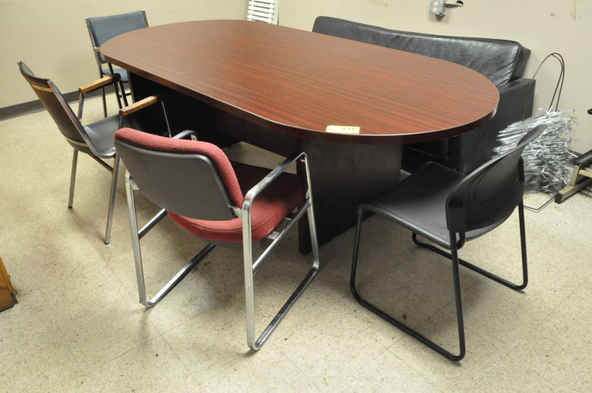 43" X 94" OVAL CONFERENCE TABLE WITH CHAIRS AND COUCH