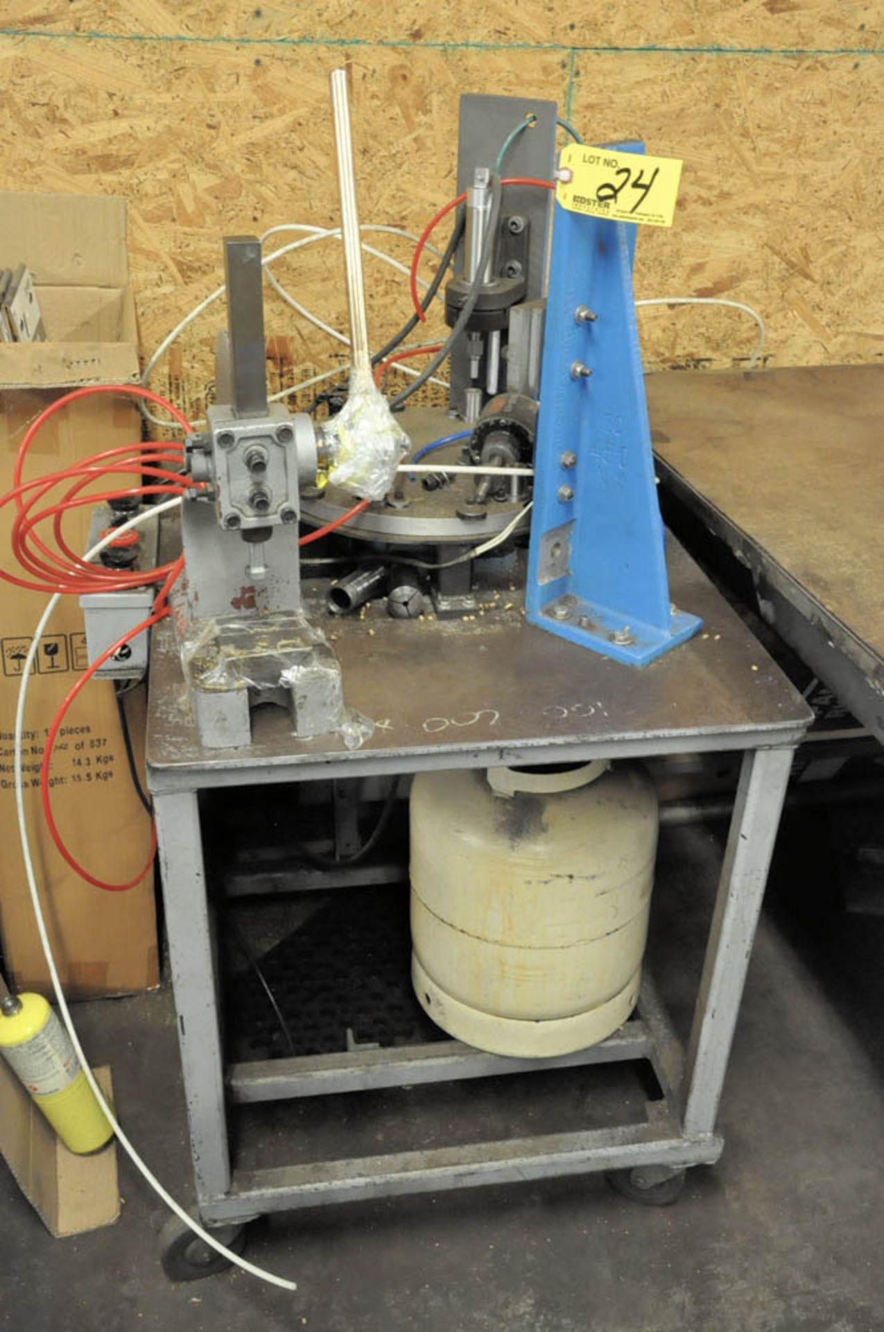(1) BENCH TOP ARBOR PRESS, WITH 2-STATION PRESS OPERATION, 8" SINGLE END 3/4-HP GRINDER MOTOR