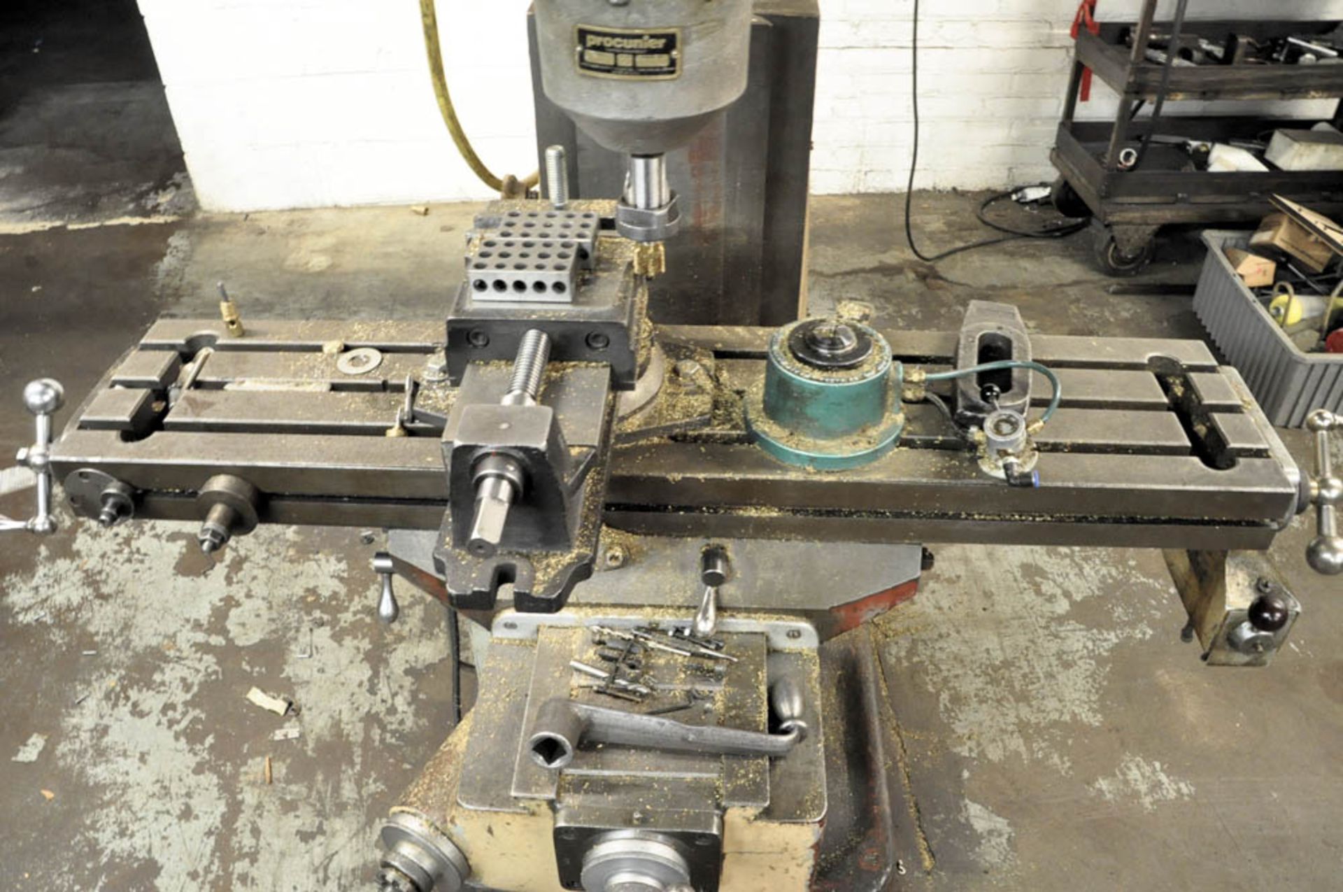 MILLPORT MDL. 2, 1-HP VARIABLE SPEED VERTICAL MILLING MACHINE, 9" X 42" POWER FEED TABLE, PROCUNIER - Image 3 of 4