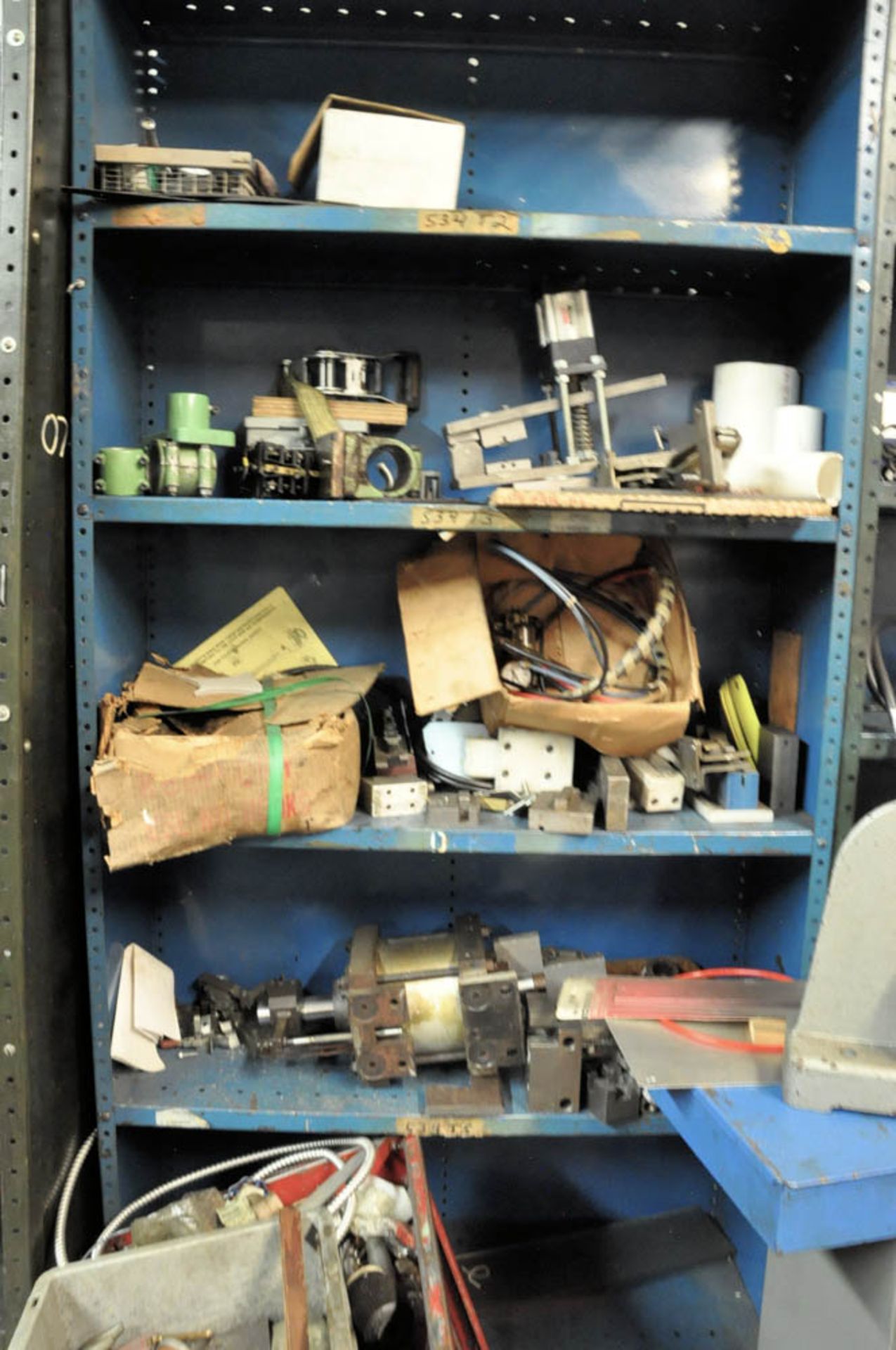 (1) 2-DOOR CABINET WITH MACHINE MAINTENANCE PARTS CONTENTS (3) SECTIONS SHELVING AND SHORT CABINET - Image 3 of 5