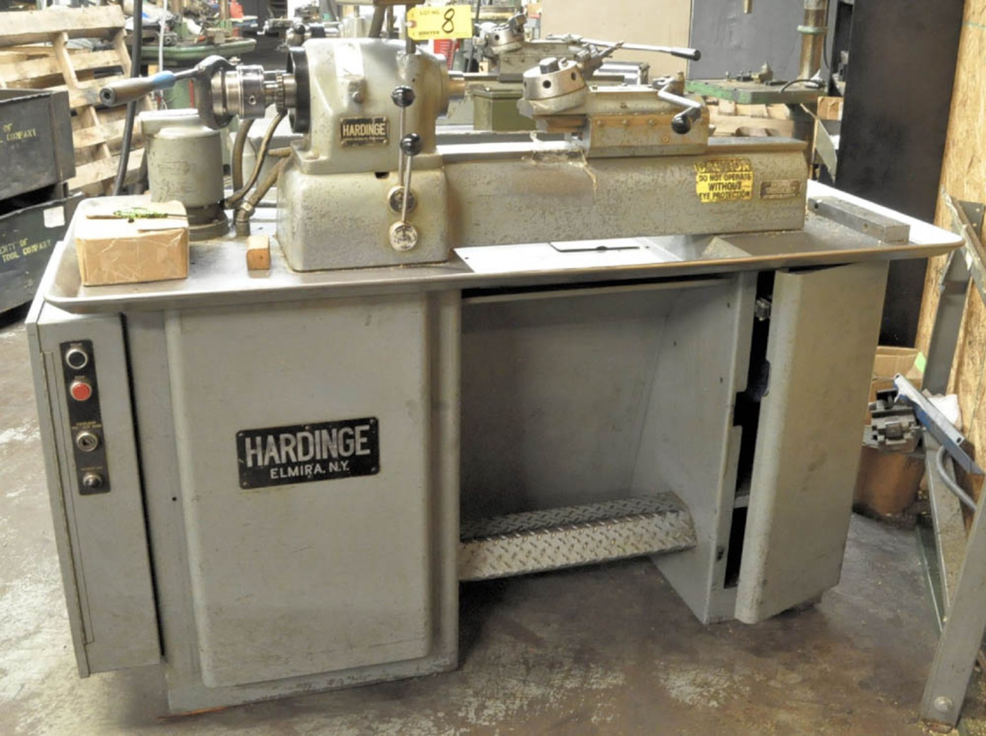 HARDINGE MDL. DSM-59, TURRET TYPE LATHE, 6-POSITION TURRET, CABINET BASED, S/N:N/A