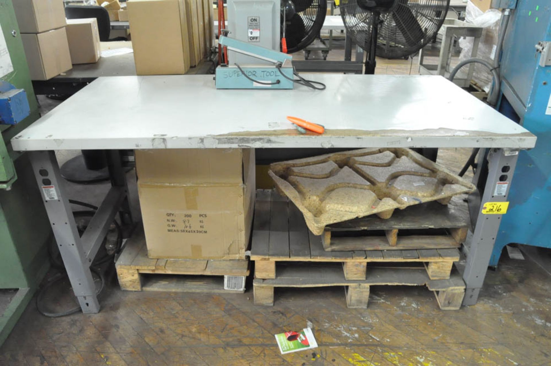 (2) WORK TABLES AND (1) TABLE CART