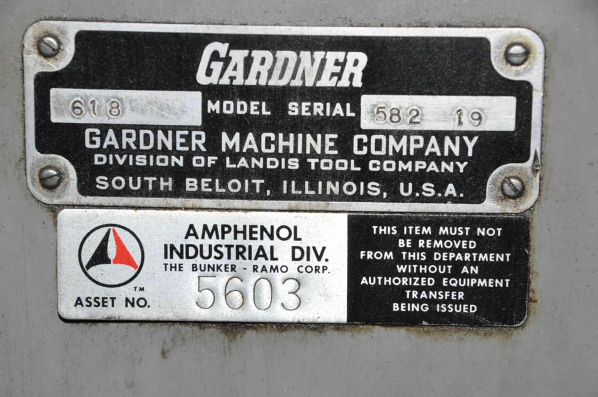 GARDNER MDL. 618, 6" X 18" HAND FEED SURFACE GRINDER, S/N:582-19 - Image 3 of 3