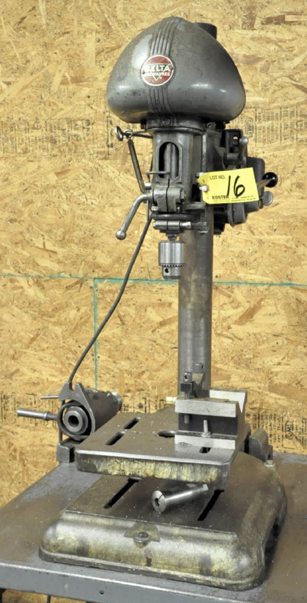 DELTA MILWAUKEE MDL. DP220, 15" BENCH TOP DRILL PRESS, 10" X 10" WORK SURFACE, WITH V-BLOCK, 5C