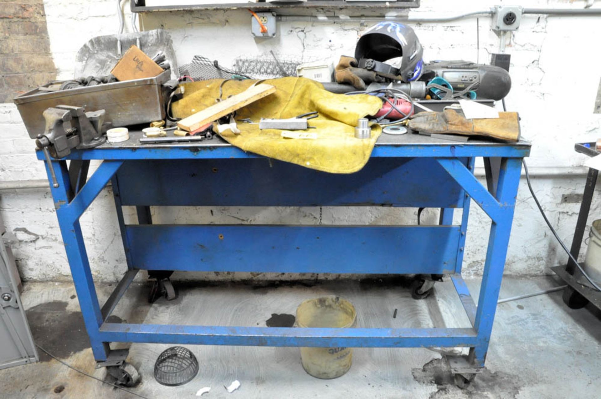 BENCH WITH VISE AND MISCELLANEOUS CONTENTS