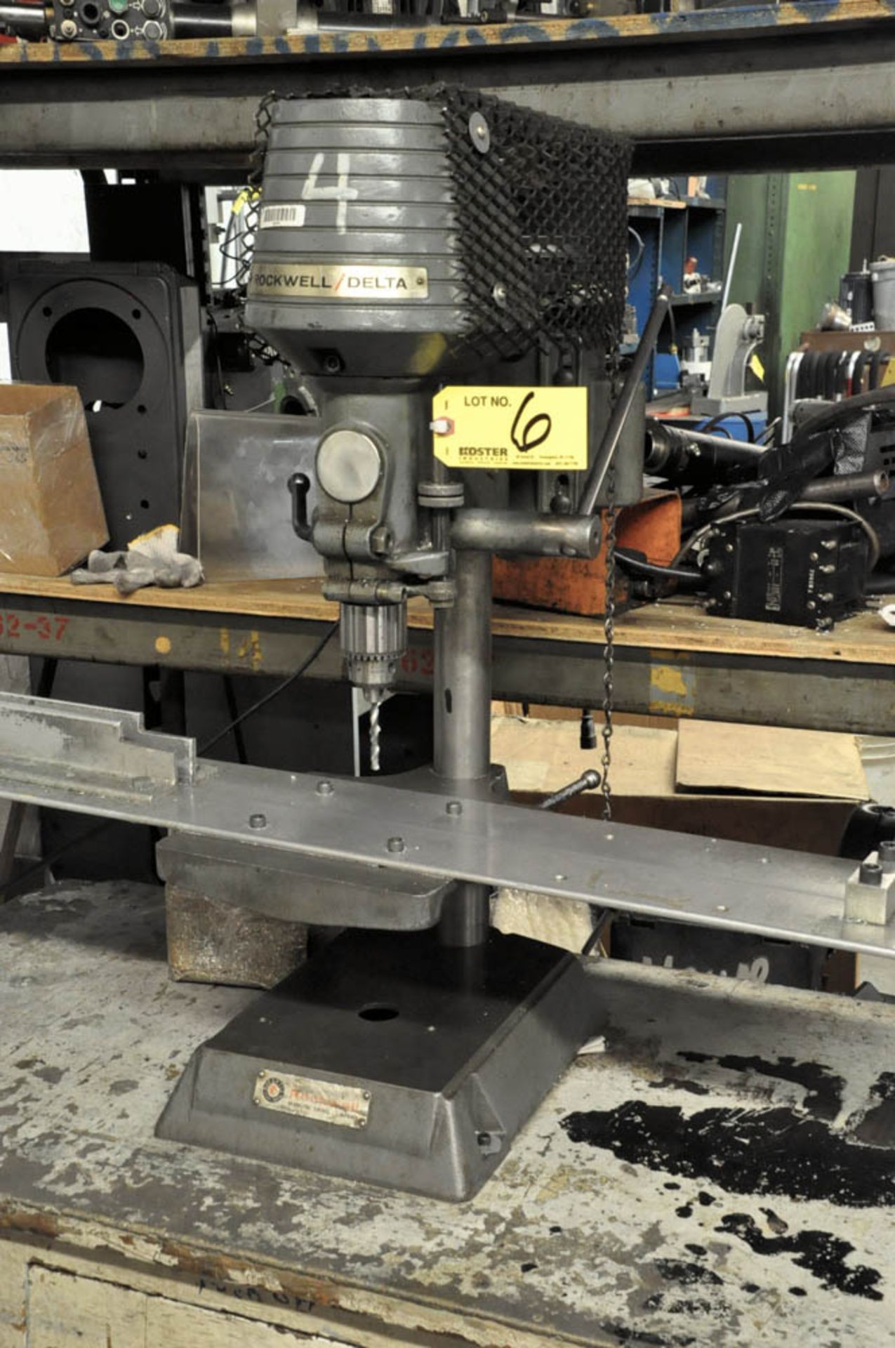 ROCKWELL/DELTA MDL. 11-100, 11" BENCH TOP DRILL PRESS, 9" X 8 1/2" WORK SURFACE, WITH STAND, S/N: