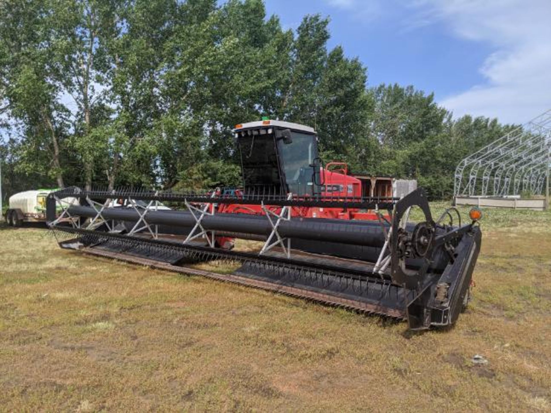 2002 Massey Ferguson 220XL 30Ft Swather 1507hrs 4.2 Perkins Eng, 5000 Series Header, Rear Weights,