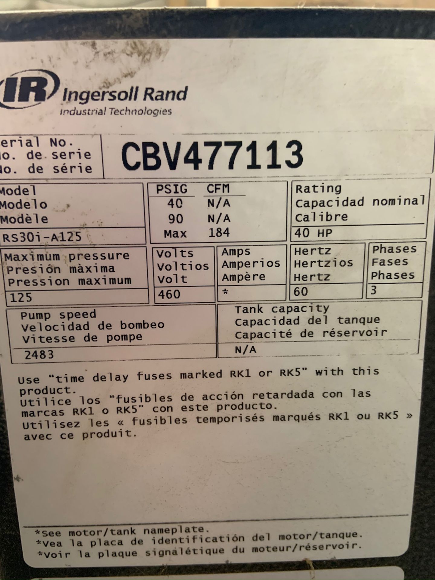 Ingersoll Rand RS 30 Compressor - Image 4 of 7