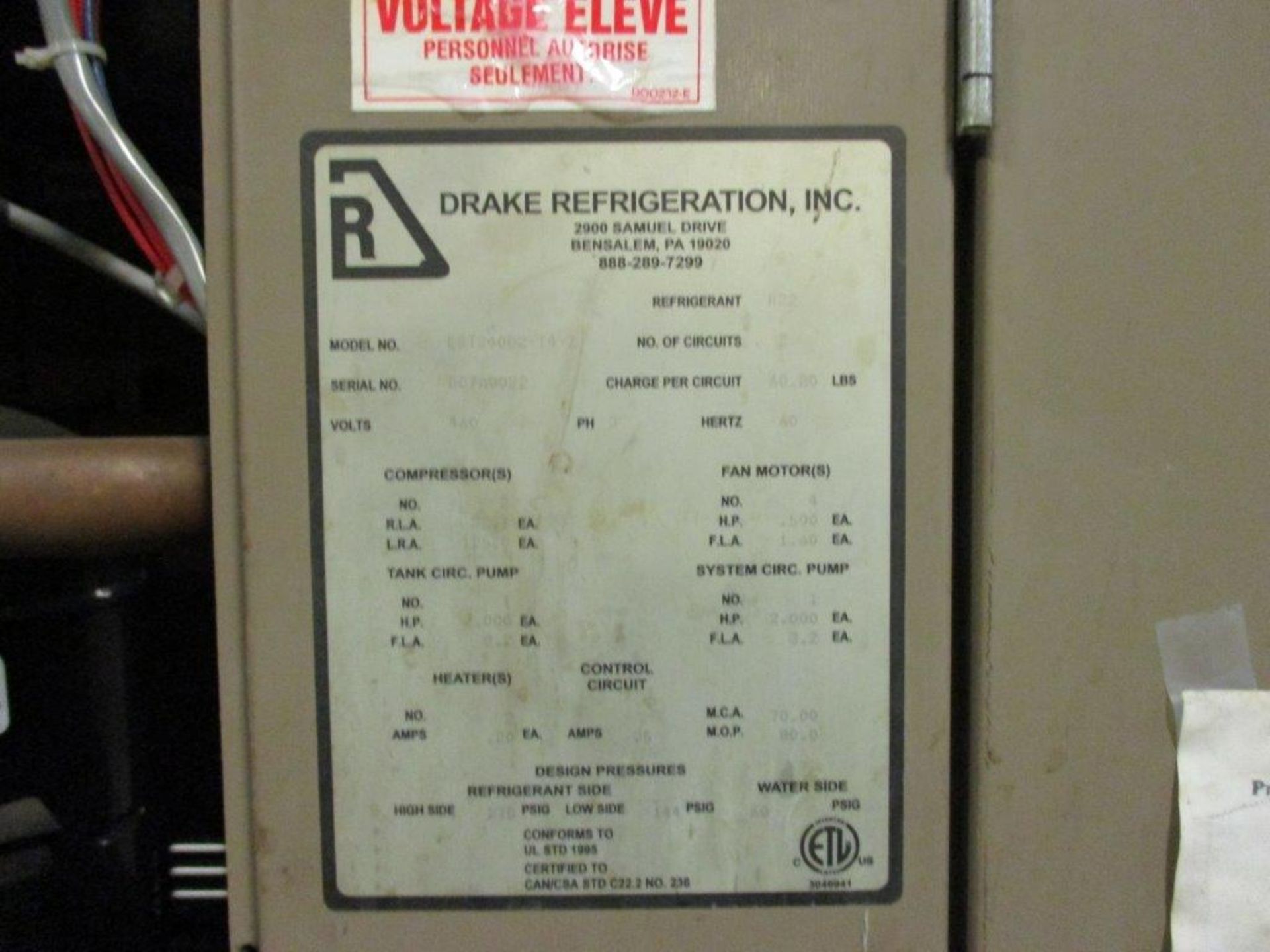 Drake Refrigeration Inc. Chiller - Image 2 of 3