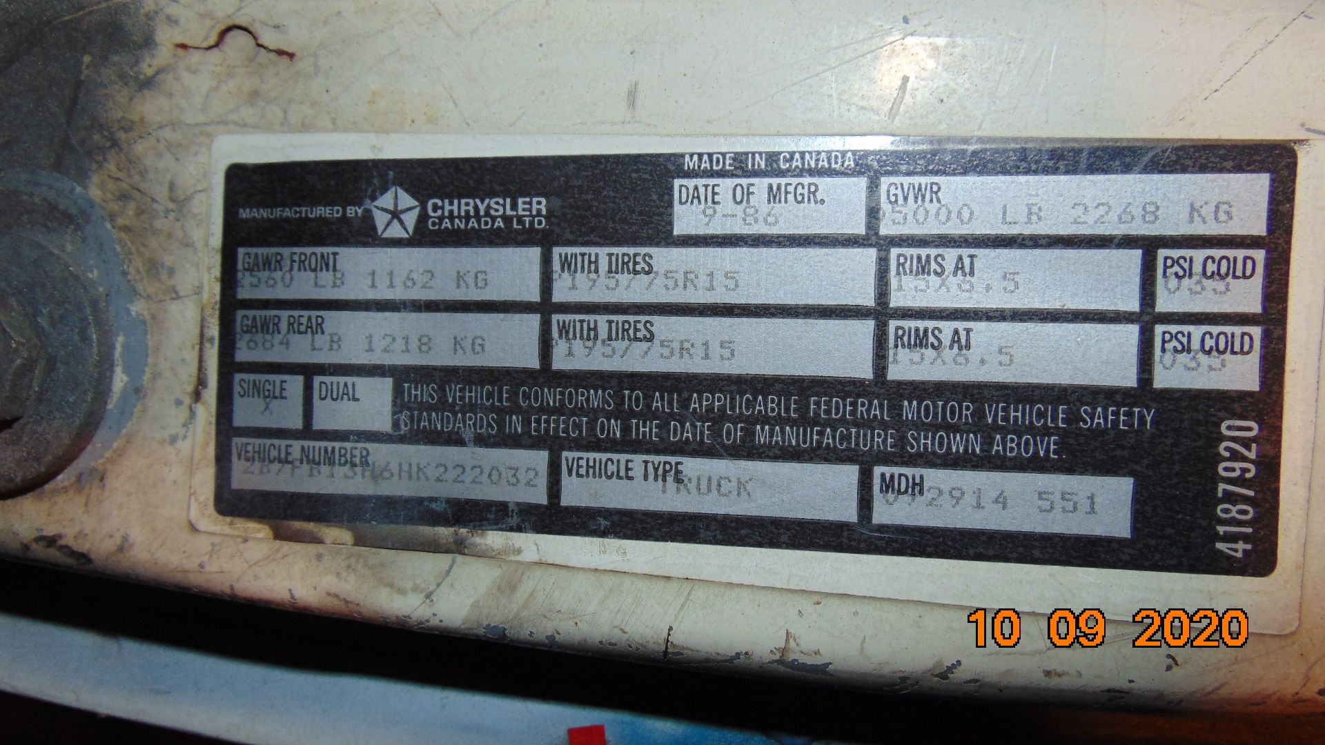 1987 Dodge B Series Ram 150 Cargo Van - Image 4 of 4