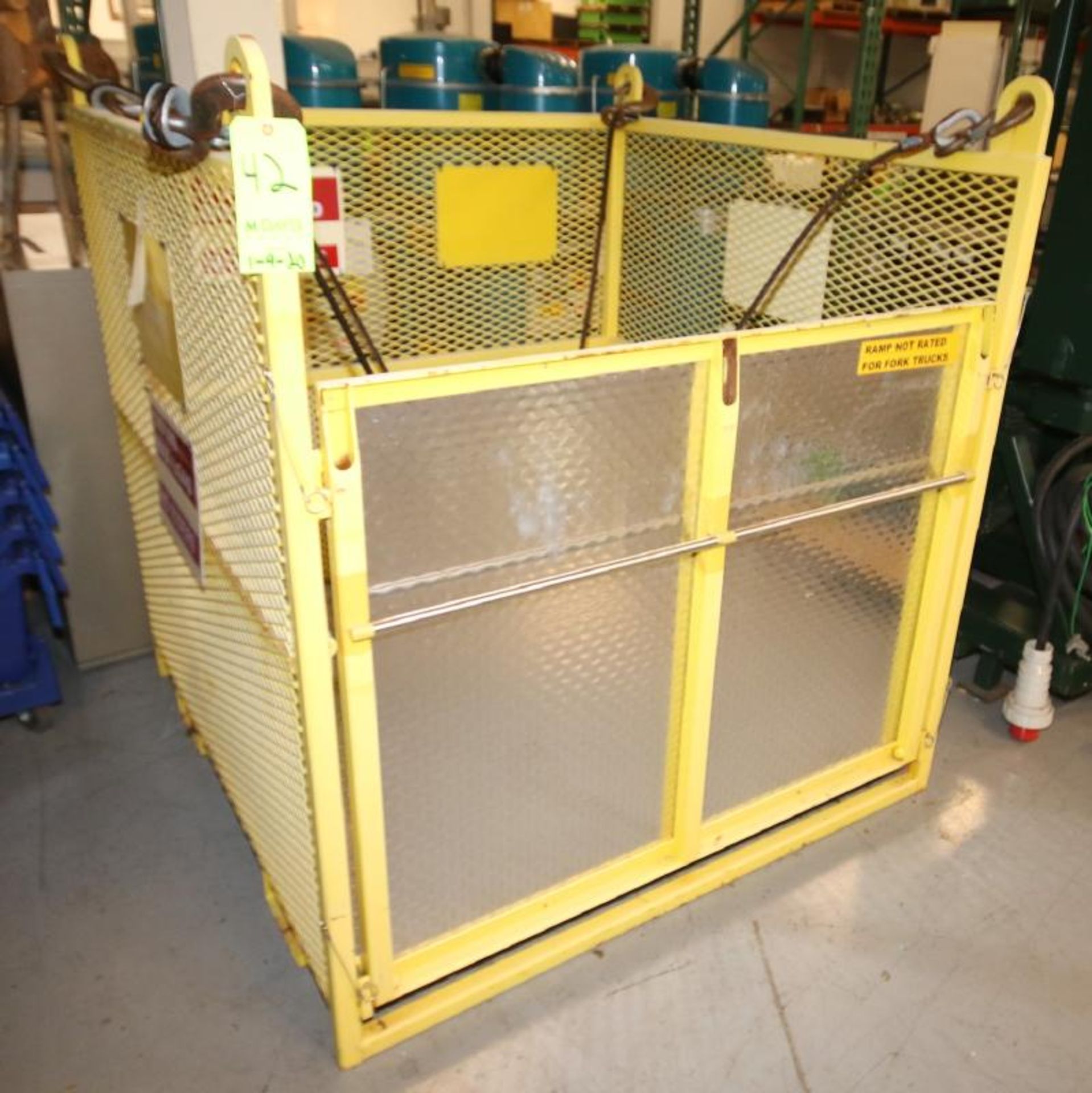 Aprox. 52" L x 51" W x 48" H Steel Crane Basket with Hinged Ranp, Diamond Plate Floor, Fork - Image 2 of 3