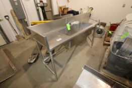 Single Bowl S/S Sink, Overall Dims.: Aprox. 96" L x 23" W x 36" H (LOCATED IN YOUNGSTOWN, OH) (