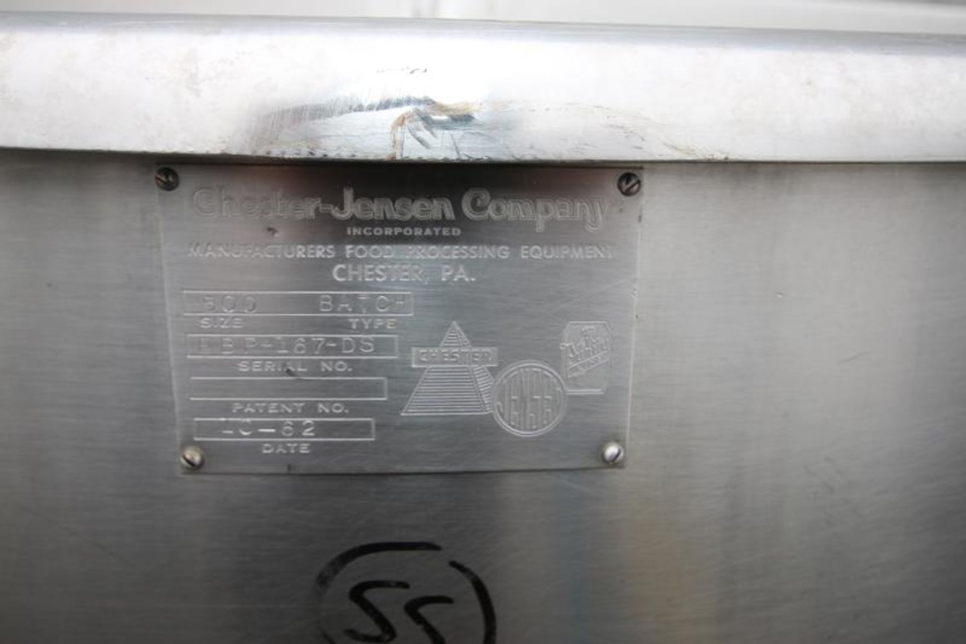 Chester Jensen 500 Gal. Hinged Lid Jacketed S/S Tank, SN EBP-167-DS, with 1.5 hp Agitator, 208 - 220 - Image 11 of 11