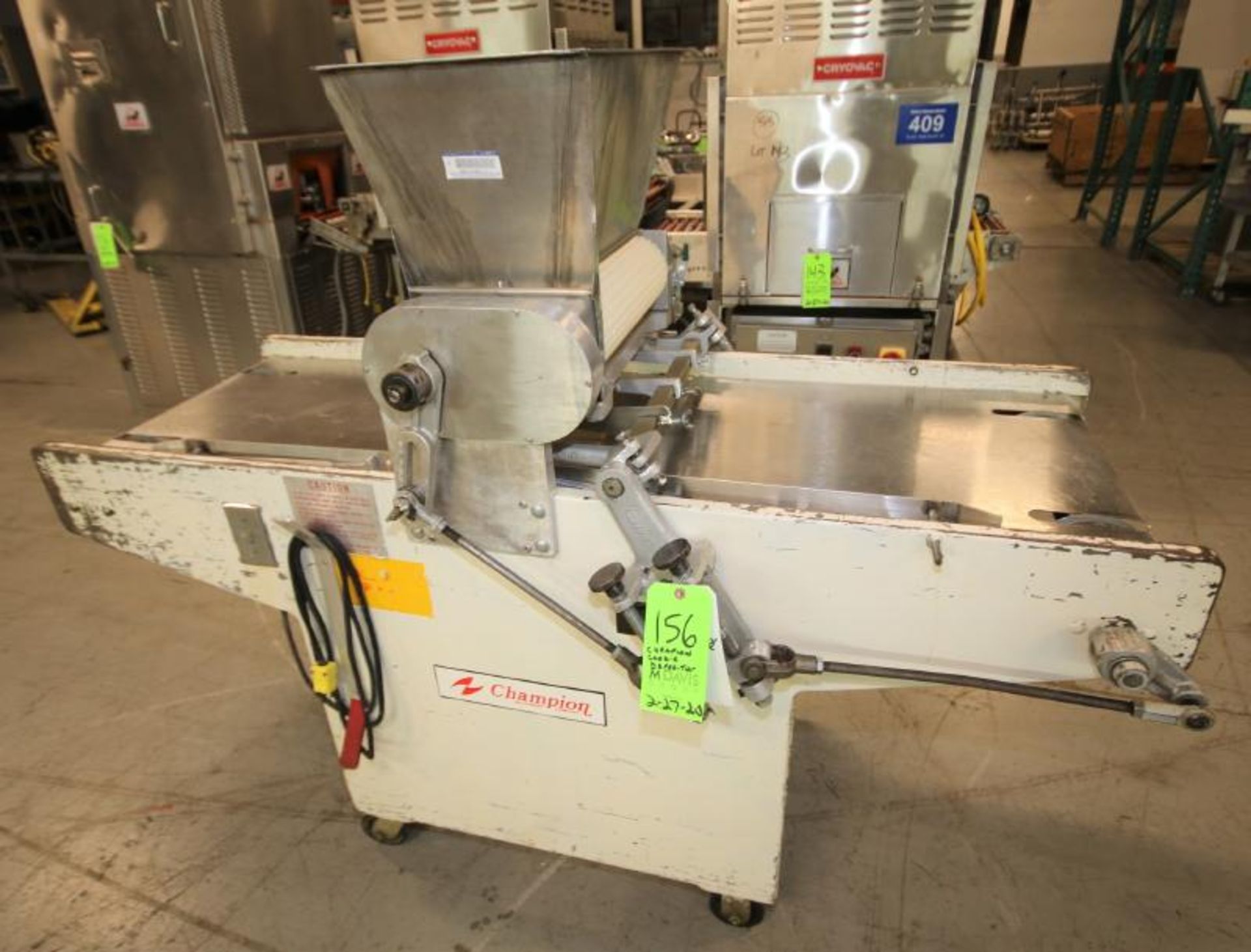 Champion 22" W Cookie Depositor, with (2) Rollers, 23" L x 10" W S/S Hopper (Located at the MDG