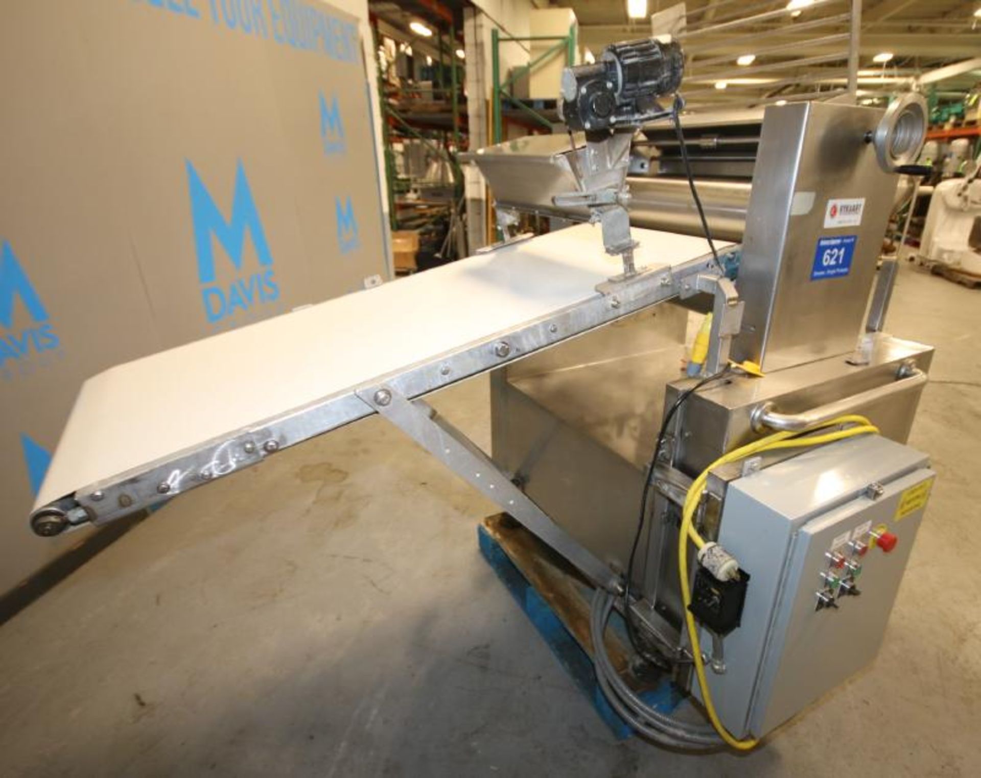 Rykaart 24" W S/S Sheeter, with 5 ft L x 24" W Belt Conveyor, S/S Flour Duster, Control Box with (2) - Image 6 of 11