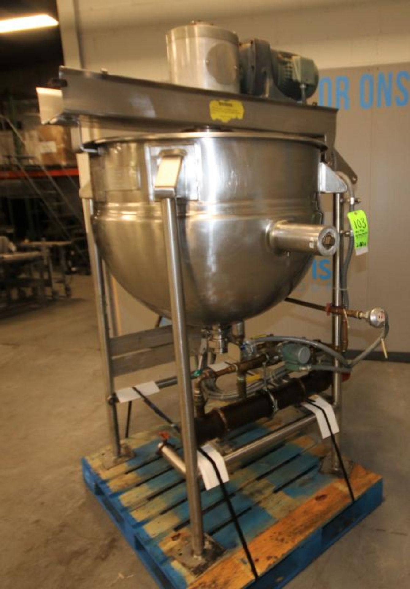 Hamilton 100 Gal. Jacketed S/S Kettle, SN C-6152-4, with 1 hp Scrape Surface Agitator, 230 - 460 - Image 5 of 10