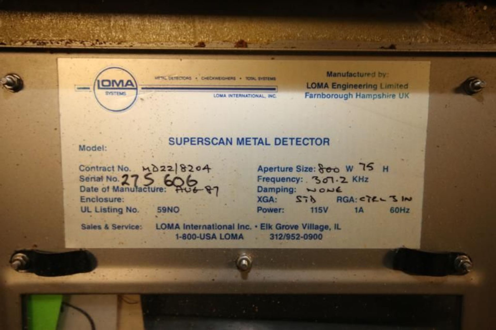 Loma S/S Metal Detector System, Model Superscan, SN 275606, with 31" W x 1.5" H Opening, Mounted - Image 6 of 6