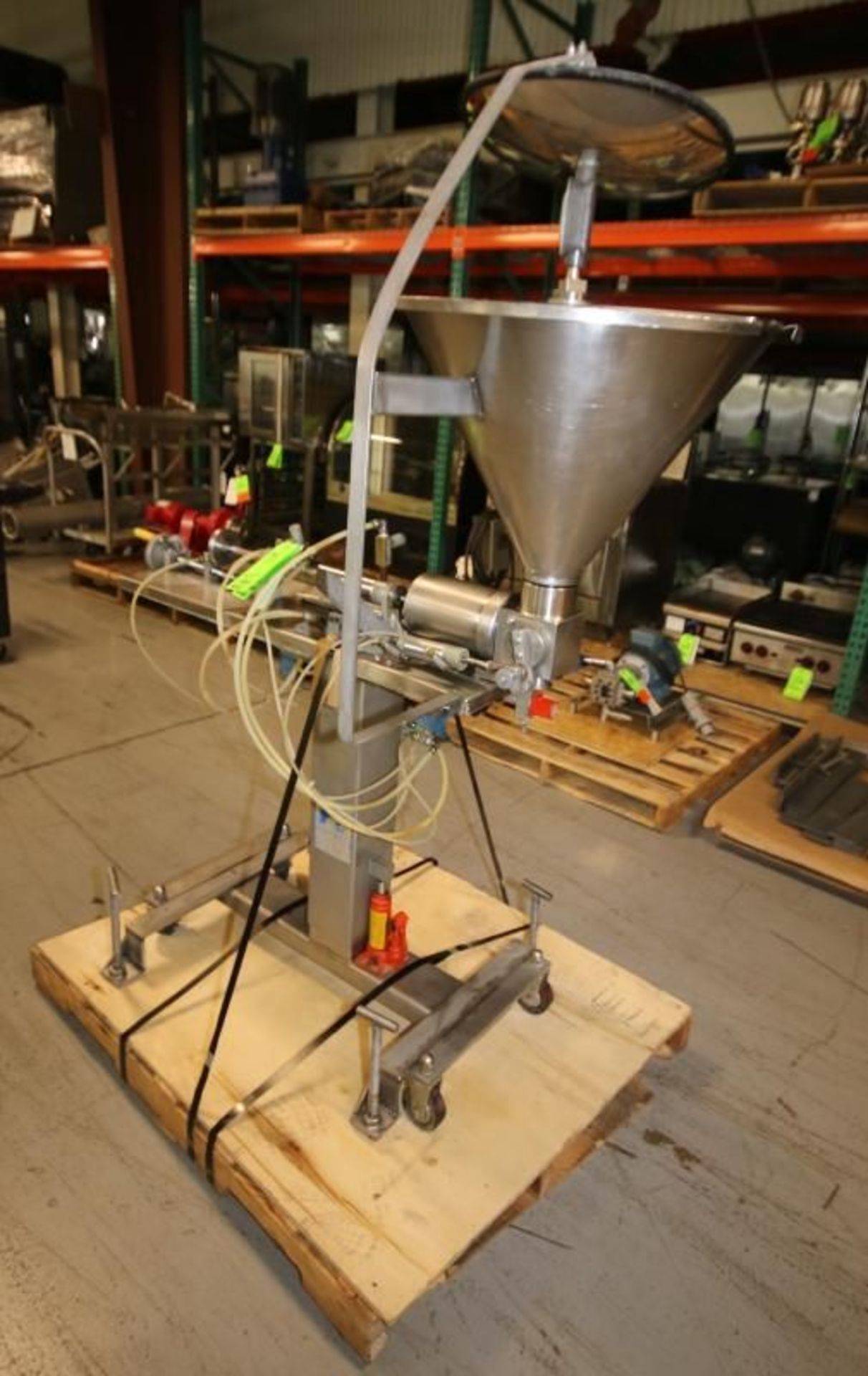 Hinds Bock Portable S/S Piston Filler / Depositor, Model SP64, SN 369, with 24" W Funnel, 1.5" CT