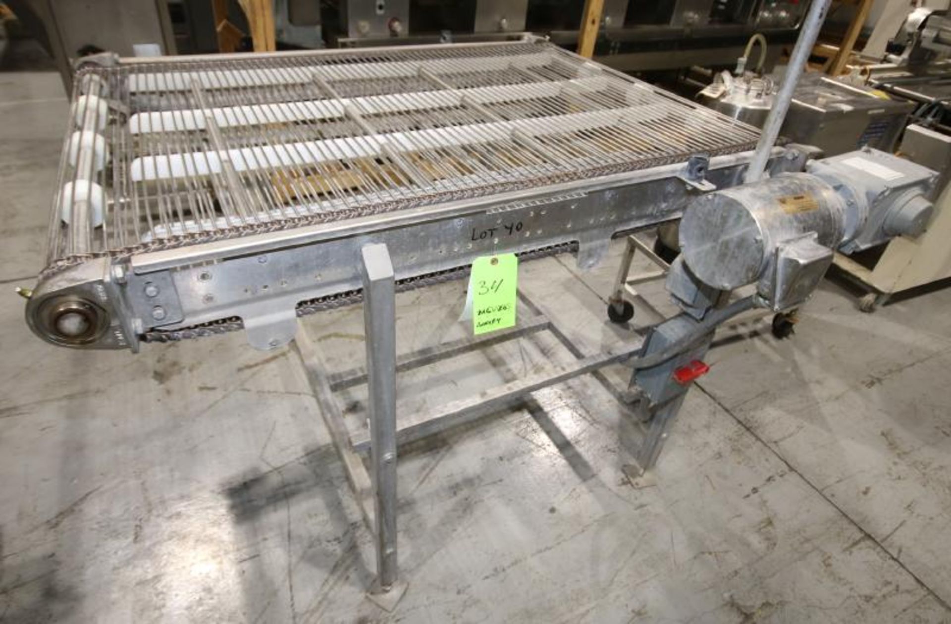 Aprox. 36" W x 55" L x 40" H S/S Conveyor, with Mesh Belt, 1/2 hp / 1740 rpm, Drive Motor, 208 - 230