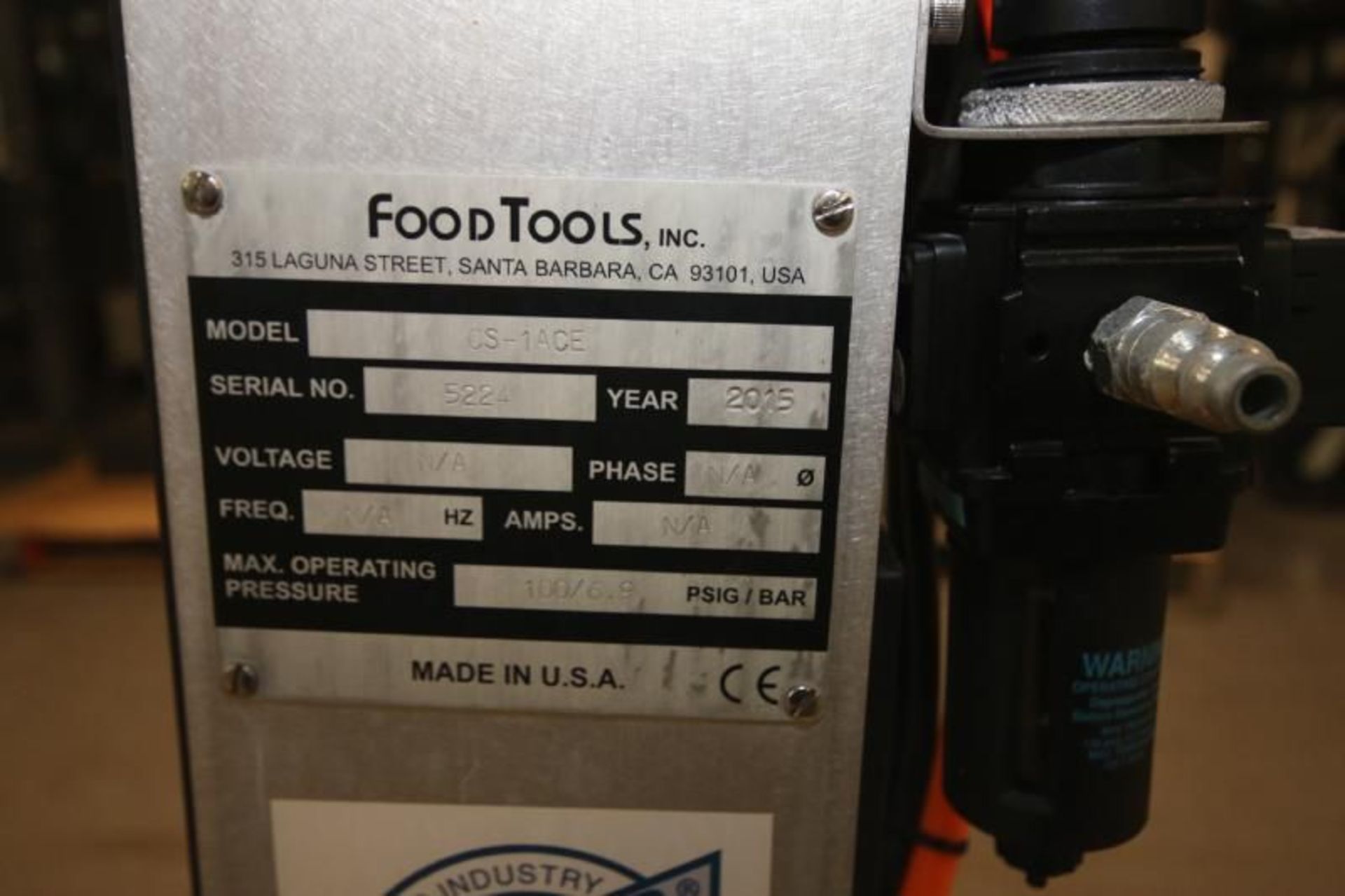 2015 Foodtools Cake Slicer, Model CS - 1ACE, SN 5224, 100 psi (Located at the MDG Auction Showroom - Image 4 of 4