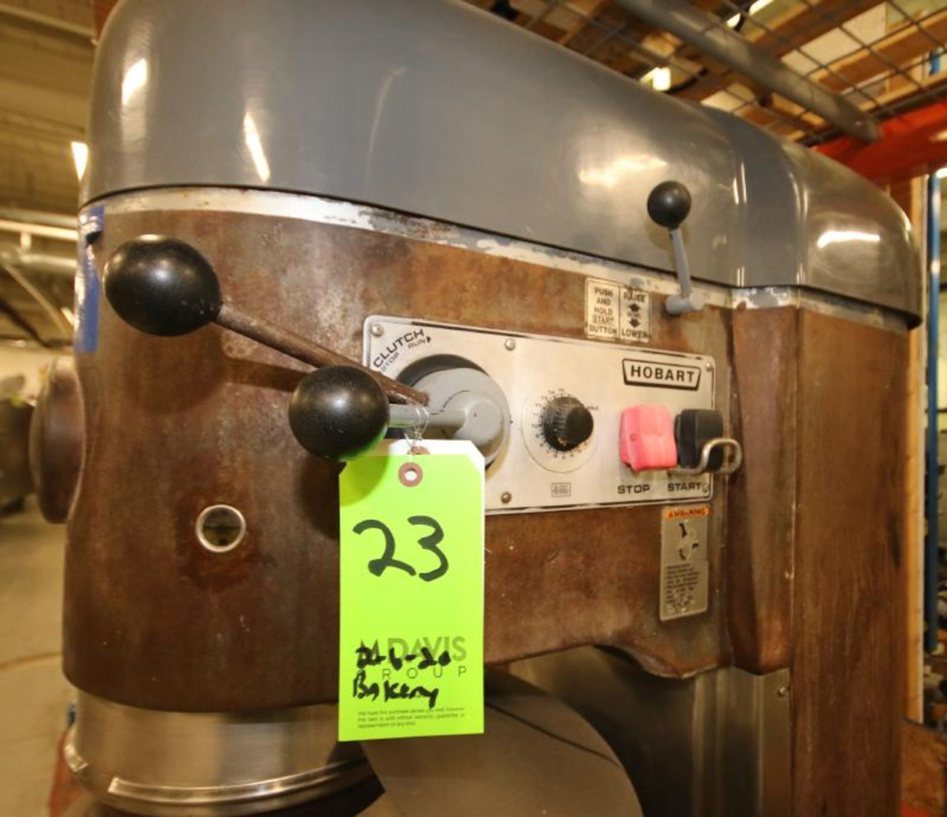 Hobart 140 Quart Dough Mixer, Model V1401, SN 11-299-564, 5 hp, 1725 rpm, 200V 3 Phase, (Note: - Image 4 of 5