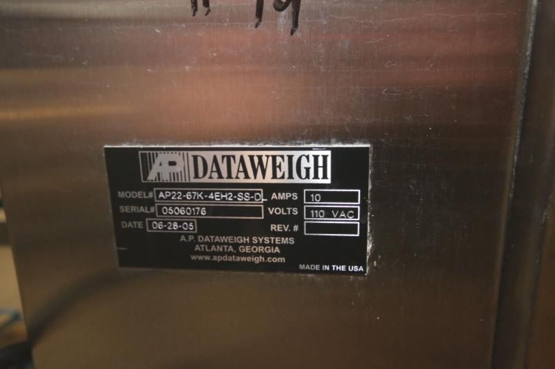 Dataweigh In-Line S/S Checkweigher, Model AP22-67K-4EH2-SS-D, SN 05060176, with 2 Lane Conveyors - Image 6 of 6