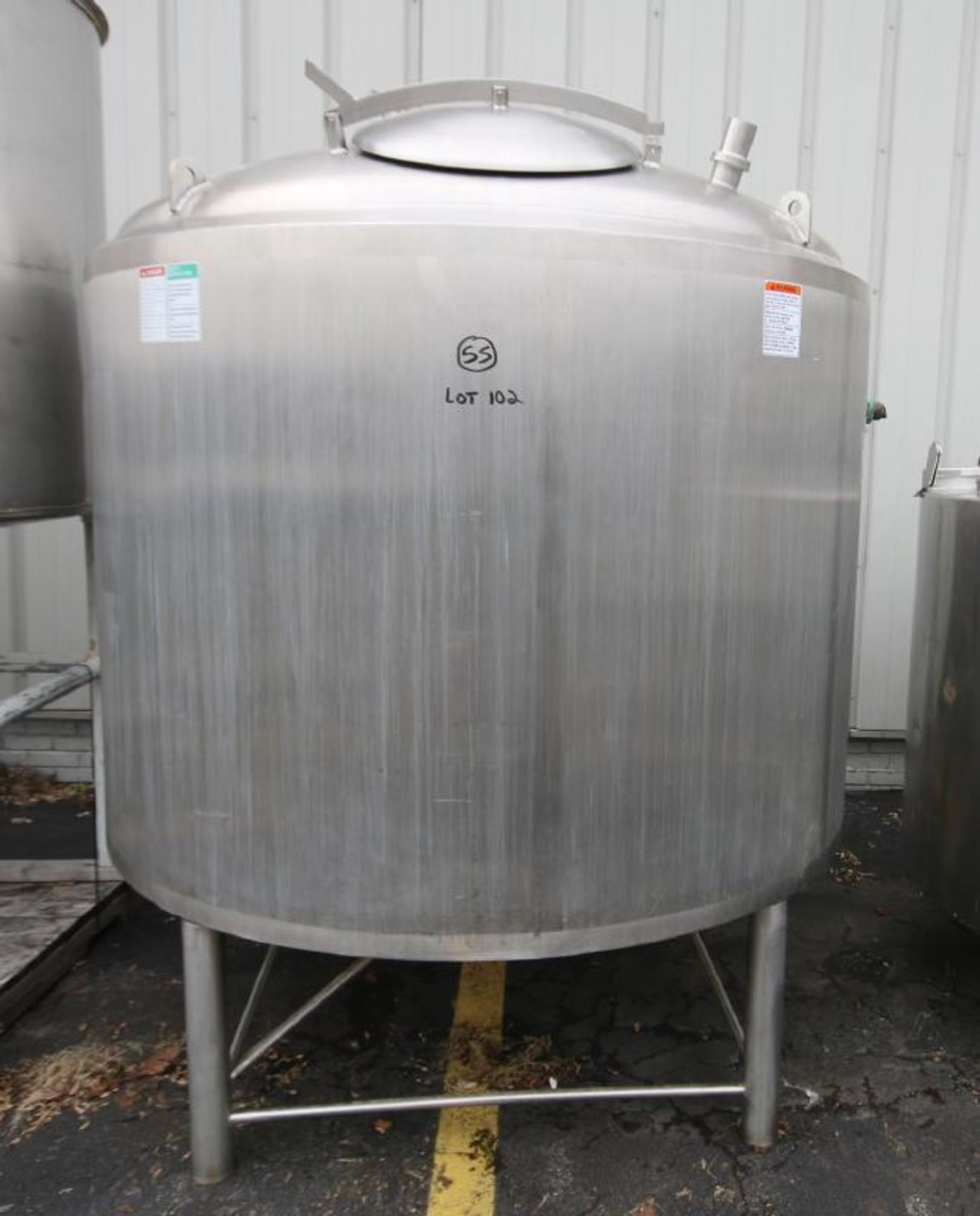 Crepaco Aprox. 500 Gal. Dome Top Cone Bottom Jacketed S/S Tank, SN K-1985, Includes Top Hinged Man