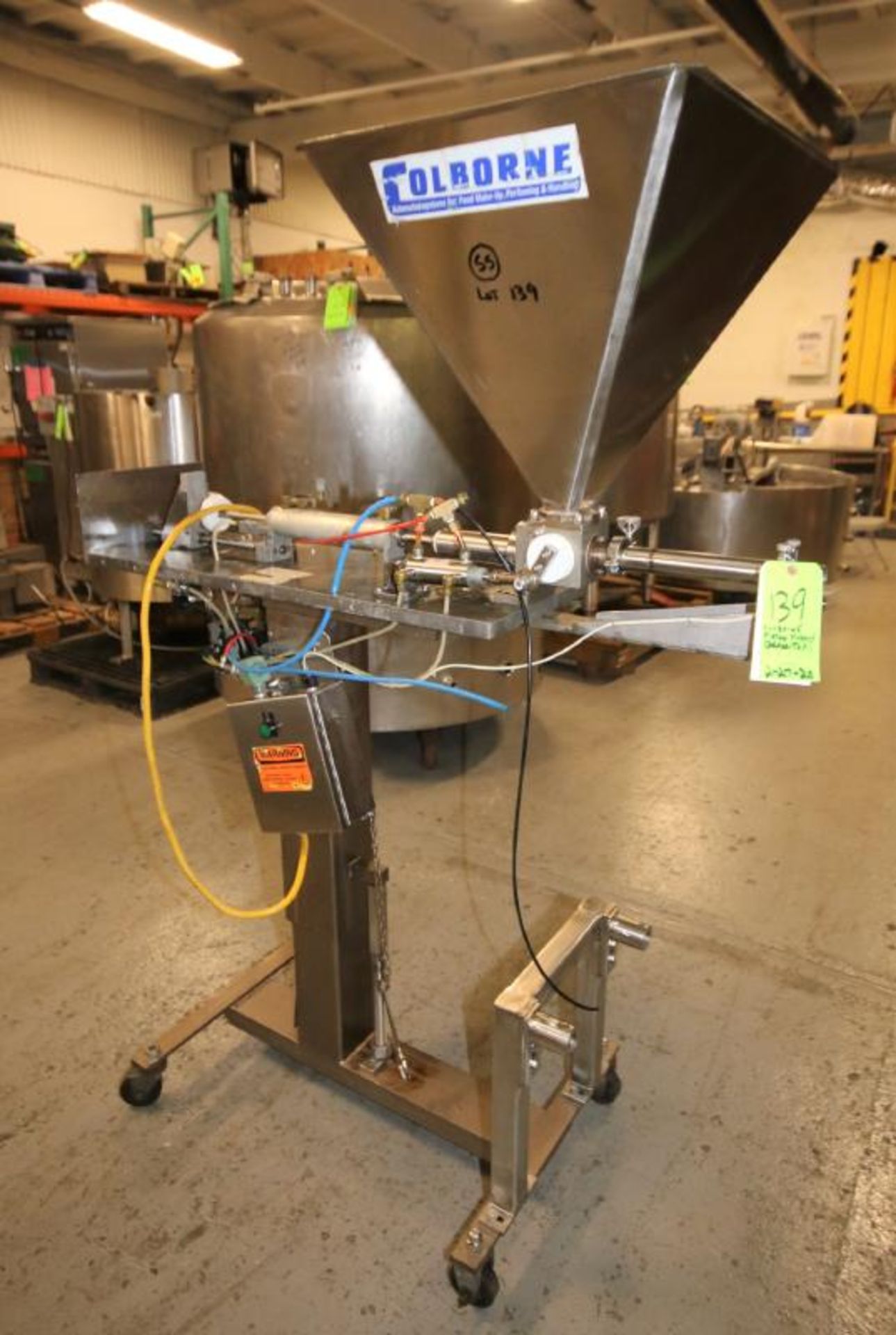 Colborne Portable Piston Filler / Depositor, with 20" x 20" Feed Hopper, Mounted on S/S Frame