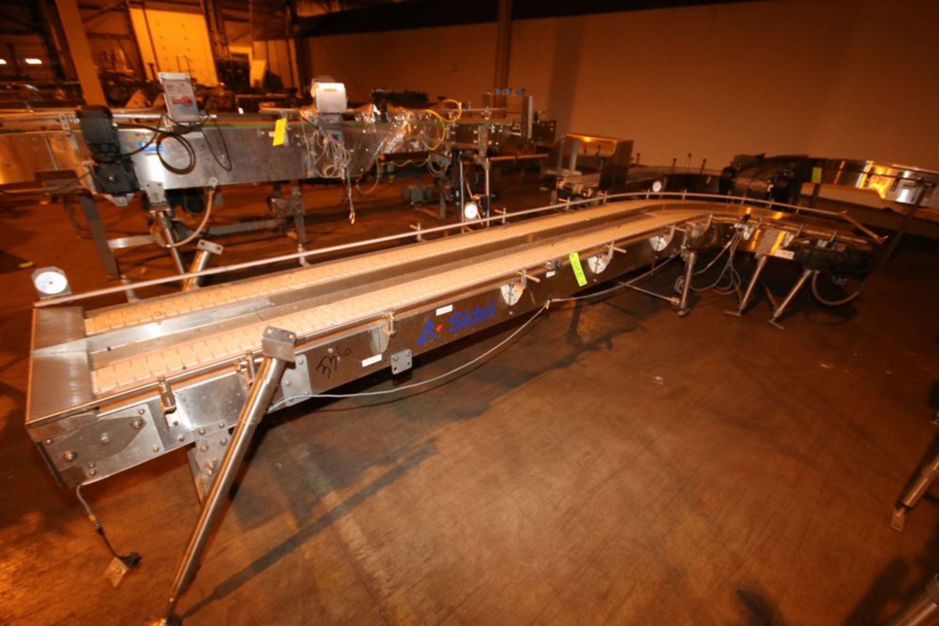 4-Sections of Sidel & Nercon 2-Lane Curved S/S Conveyor, with Drives, 1-Section Includes Dual Lane