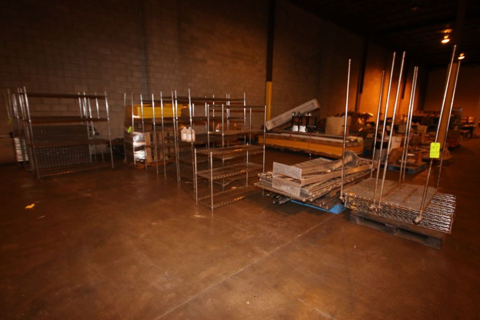Lot of Assorted S/S Wire Shelving Units, Includes Wire Shelving, Uprights & Cross Beams (LOCATED