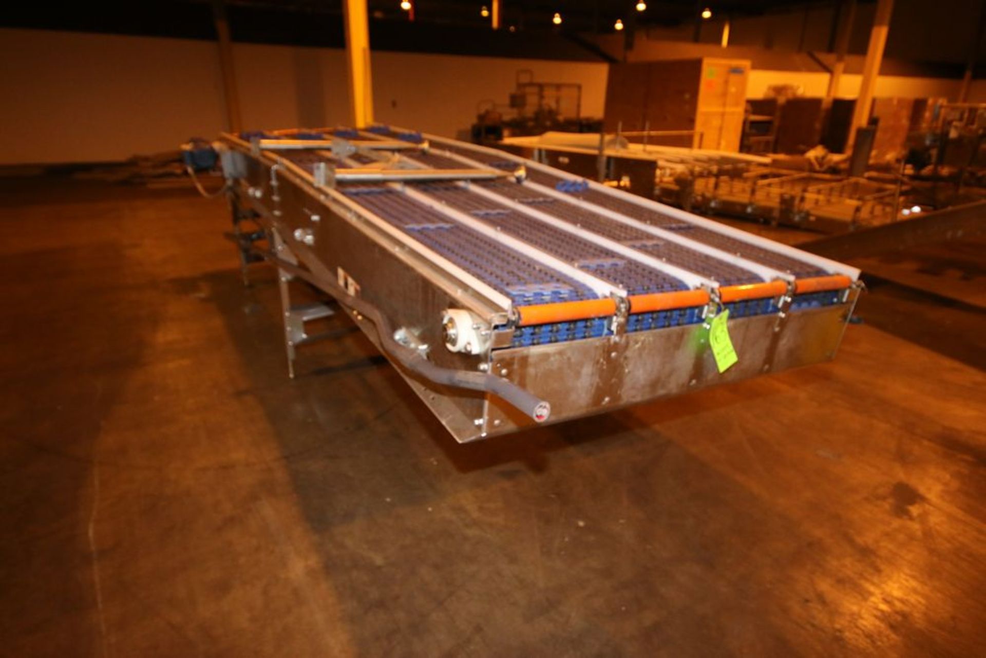 2012 Intralox 4-Lane S/S Conveyor, with SEW Drive, Lane Width: 12" W, Overall Dims.: Aprox. 14' L