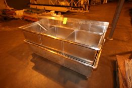 S/S 3-Bowl Sinks, Overall Dims.: 77" L x 29-1/2" W x 25" Deep, Includes S/S Foreman Desk on