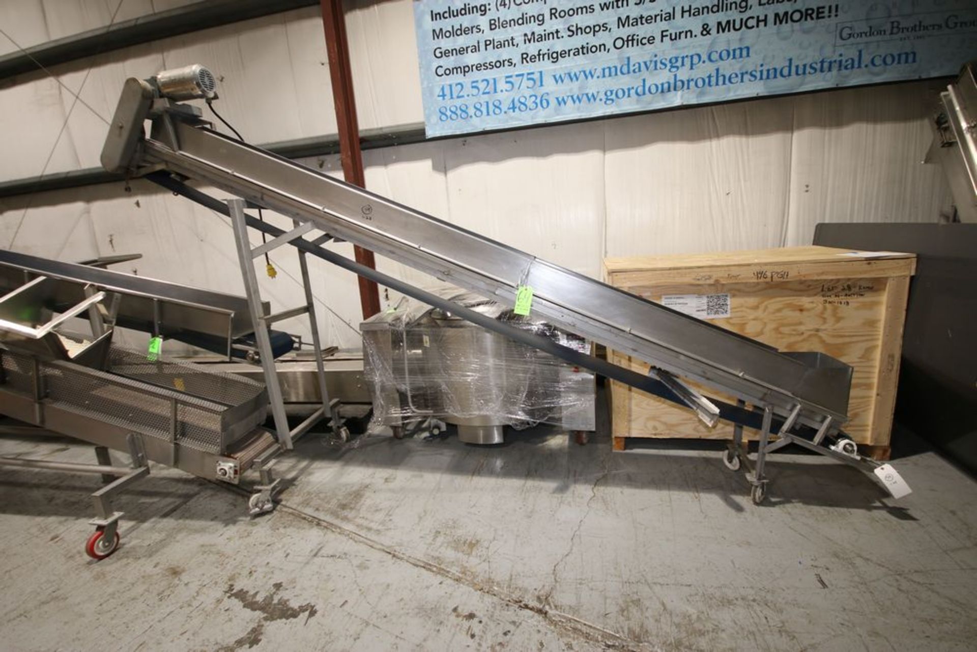 S/S Incline Conveyor with Cleated Rubber Belt, Cleat Spacing: Aprox. 11-1/2", with S/S Clad Motor, - Image 2 of 4