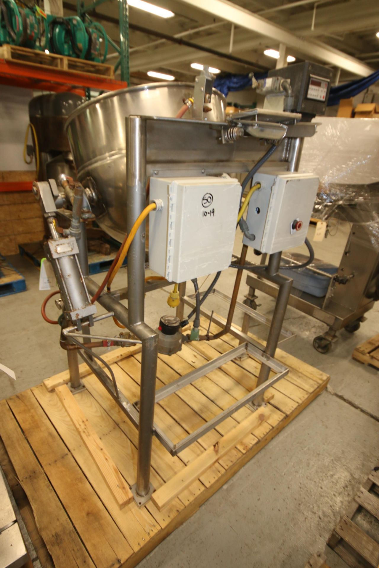 Burkhard Aprox. 70 Gal. S/S Jacketed Tilting Kettle, SN 9466 56N T75, with Pneumatic Tilt, Mounted - Image 5 of 5