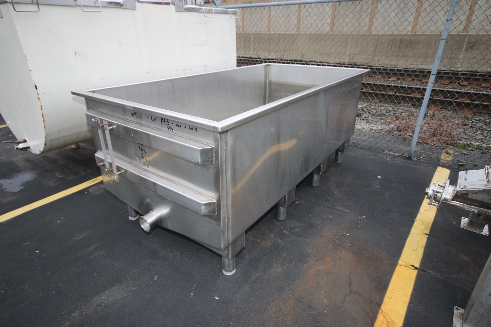 Aprox. 8 ft L x 4 ft W x 30" D S/S Trough, with 4" CT Inlet (LOCATED @ M. DAVIS GROUP AUCTION - Image 2 of 4