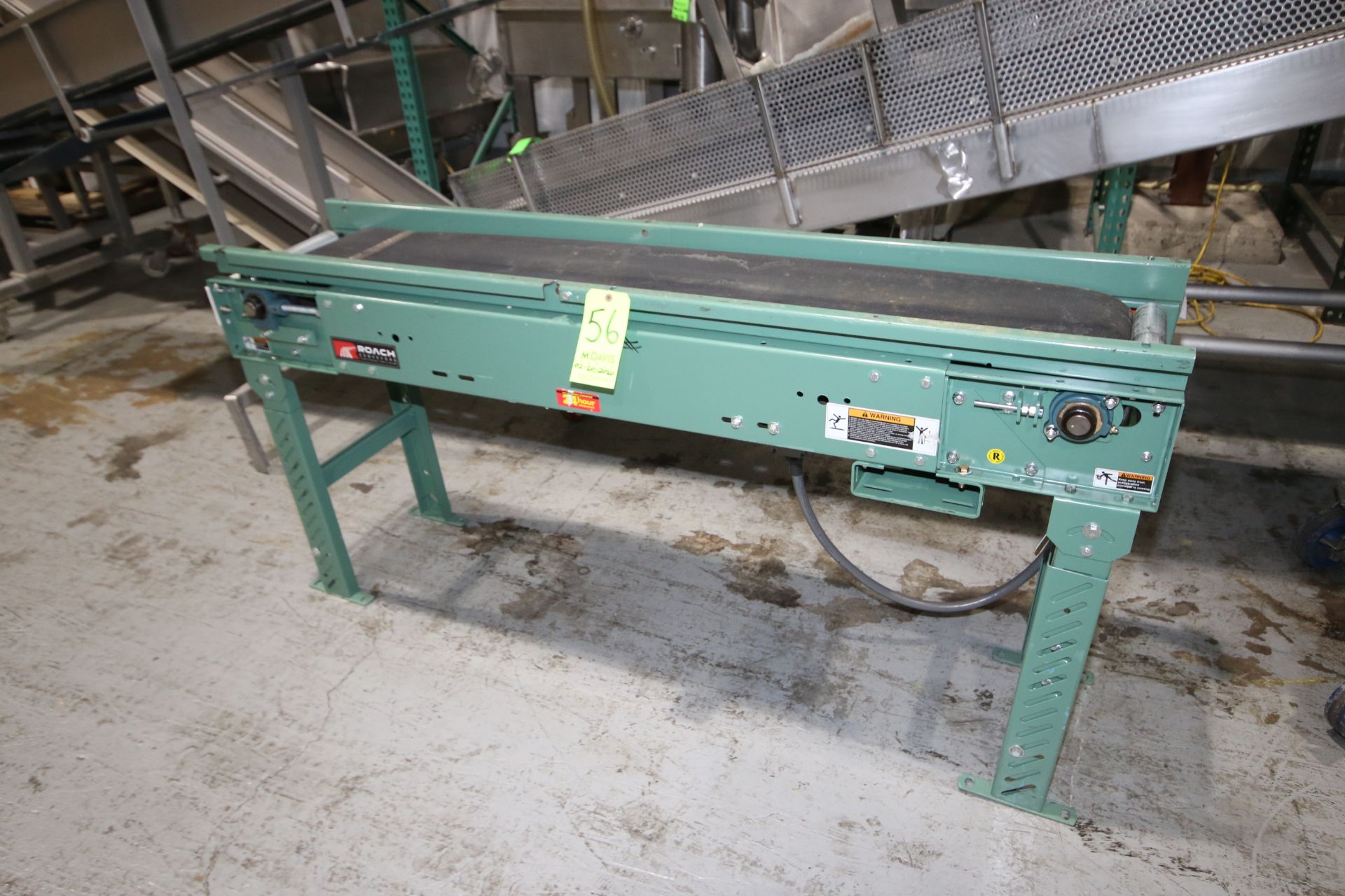 Roach Straight Section of Power Conveyor, with 0.5 hp Baldor Drive, 1725 RPM, 230/460 Volts, Overall