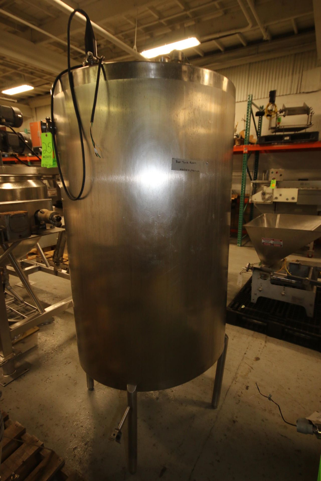 Aprox. 300 Gal. S/S Single Wall Vertical Tank, with Tank Mounted Level Sensor, with Aprox. 2-1/2"