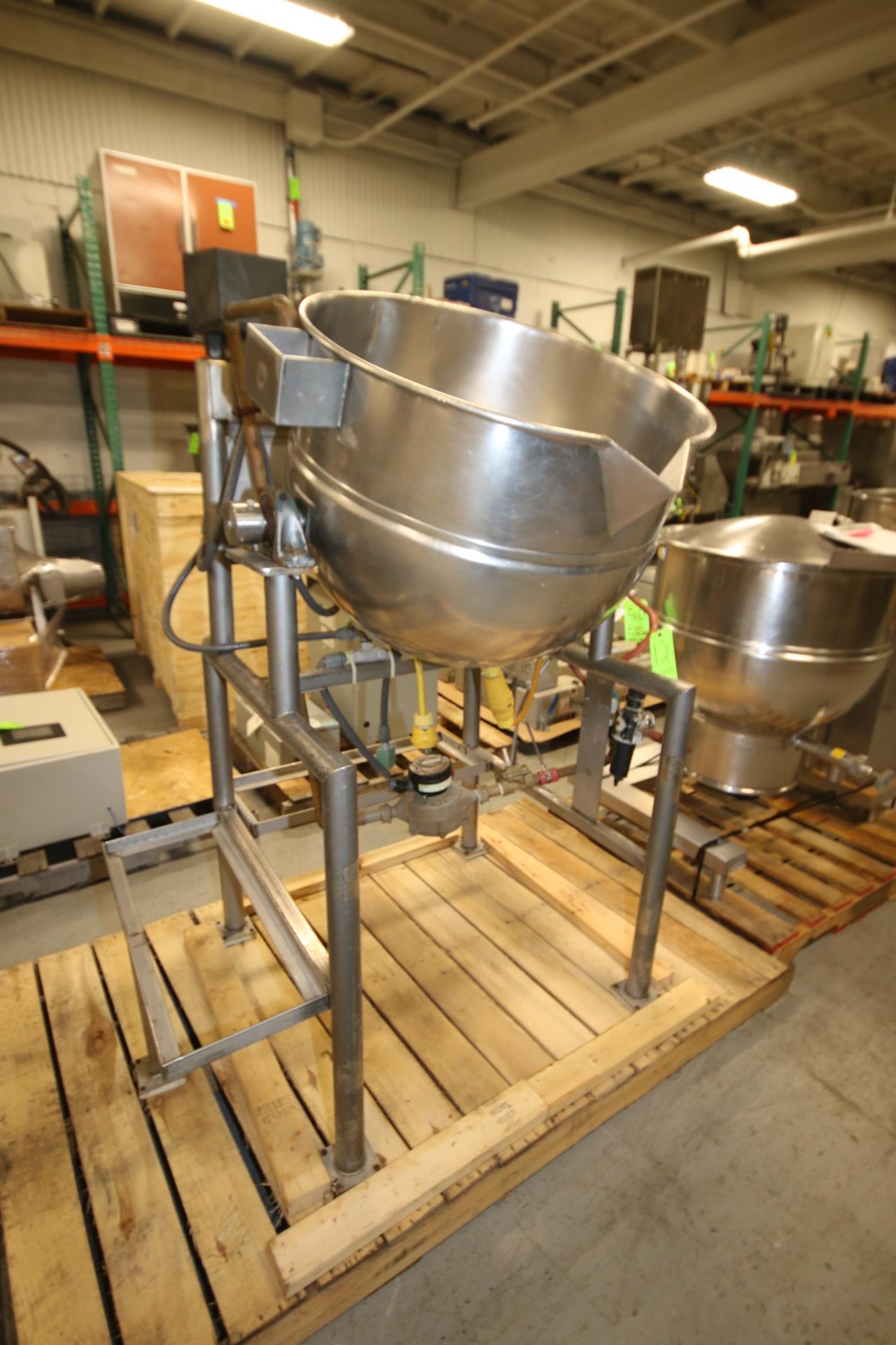 Burkhard Aprox. 70 Gal. S/S Jacketed Tilting Kettle, SN 9466 56N T75, with Pneumatic Tilt, Mounted - Image 2 of 5