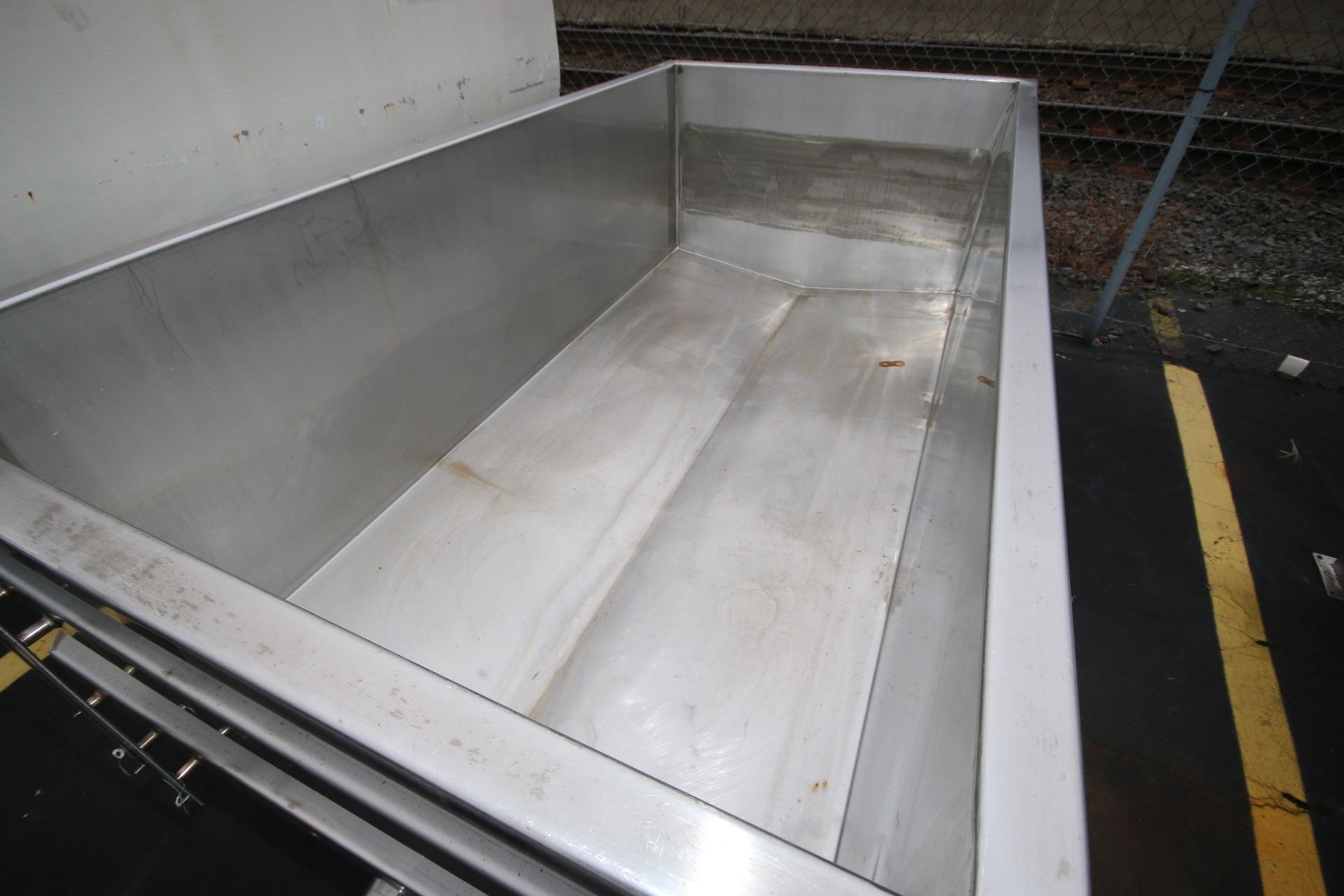 Aprox. 8 ft L x 4 ft W x 30" D S/S Trough, with 4" CT Inlet (LOCATED @ M. DAVIS GROUP AUCTION - Image 3 of 4