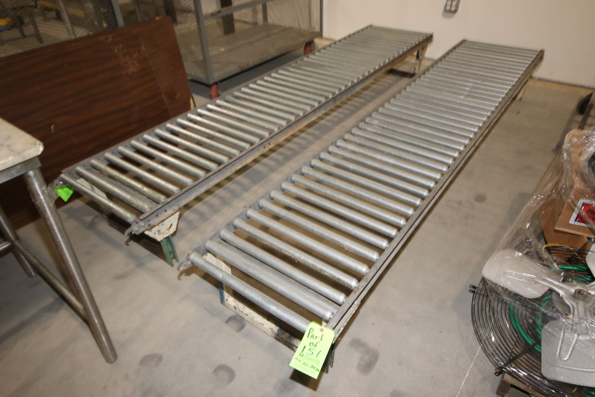 Straight Sections of Roller Conveyor, Overall Dims.: Aprox. 119" L x 21-1/2" W (LOCATED IN