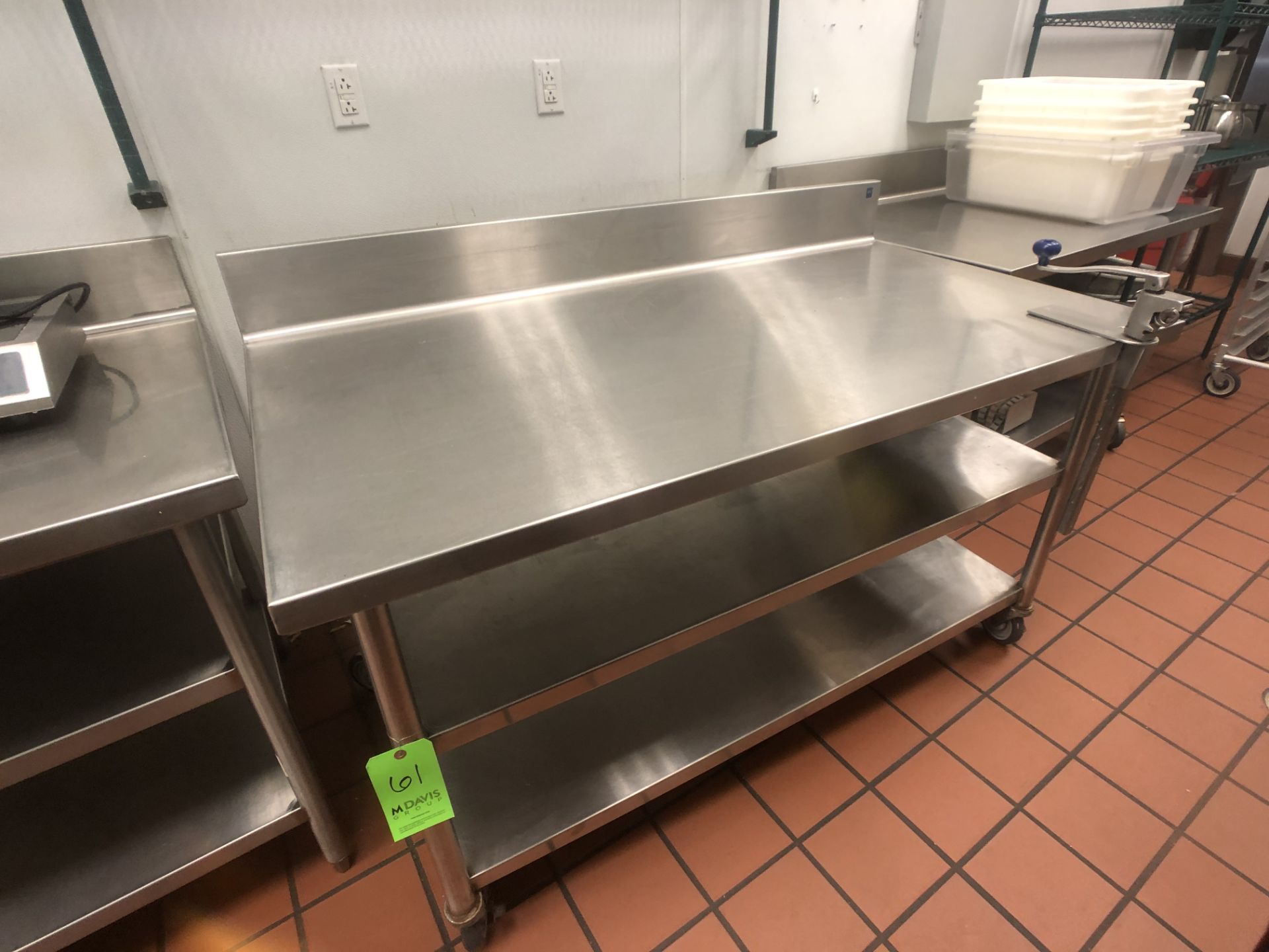 S/S Table with Racks S/S Backsplash and Edlund Can Opener, Approx. 60" L x 32" W, Mounted on