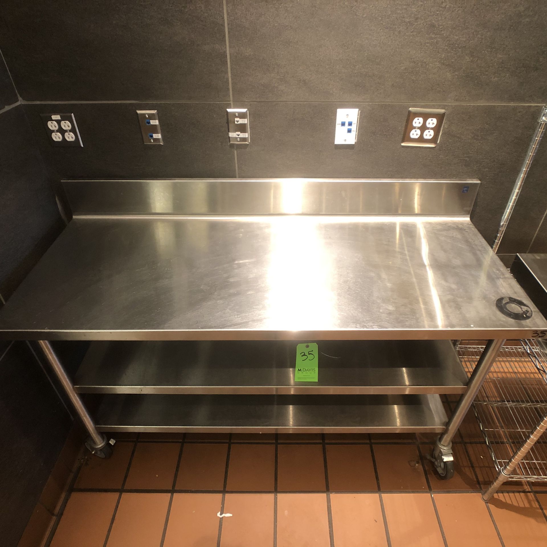 Approx. 5' L x 2" W S/S Portable Table with S/S Backsplash and Shelves - Image 3 of 3