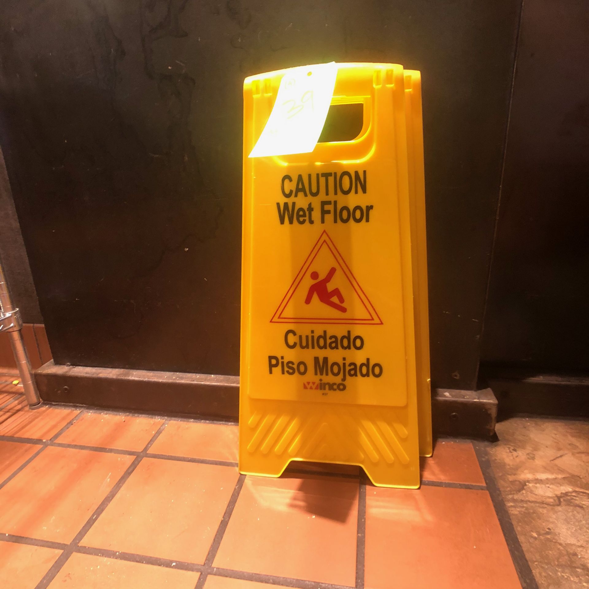 (4) Winco Yellow Caution Wet Floor Signs