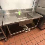 Single-Bowl Sink and S/S Backsplash, Table Approx. Overall Dimensions: 60" L x 32" W, Sink Approx.