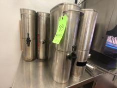 (8) S/S Drink Dispensers (Note: Some Missing Lids and/or Nozzles)