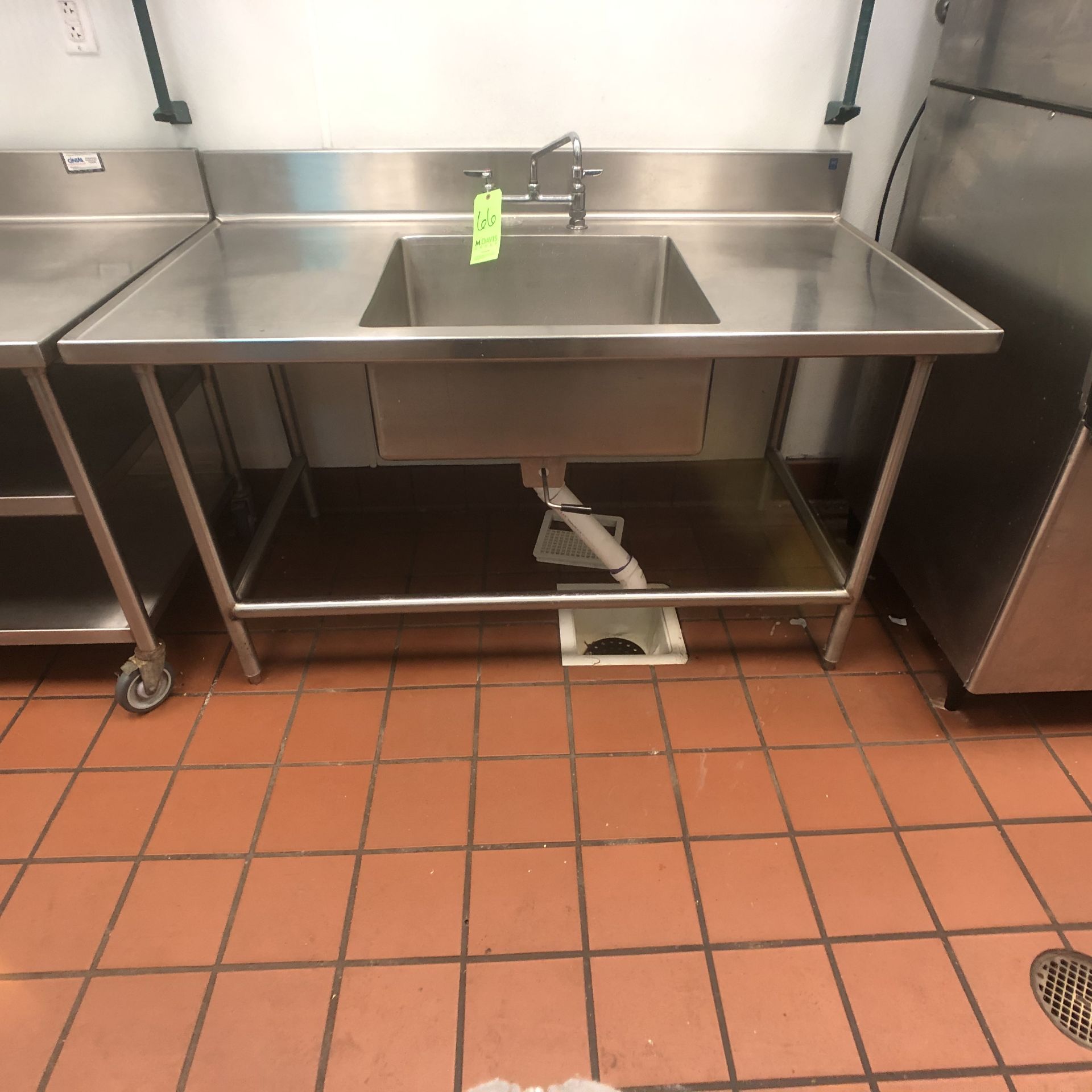 Single-Bowl Sink and S/S Backsplash, Table Approx. Overall Dimensions: 60" L x 32" W, Sink Approx. - Image 2 of 2