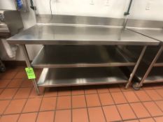 S/S Table with Racks and S/S Backsplash, Approx. 60" L x 32" W