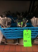 Assorted Utensils Forks, Knives, Spoons) with Rack