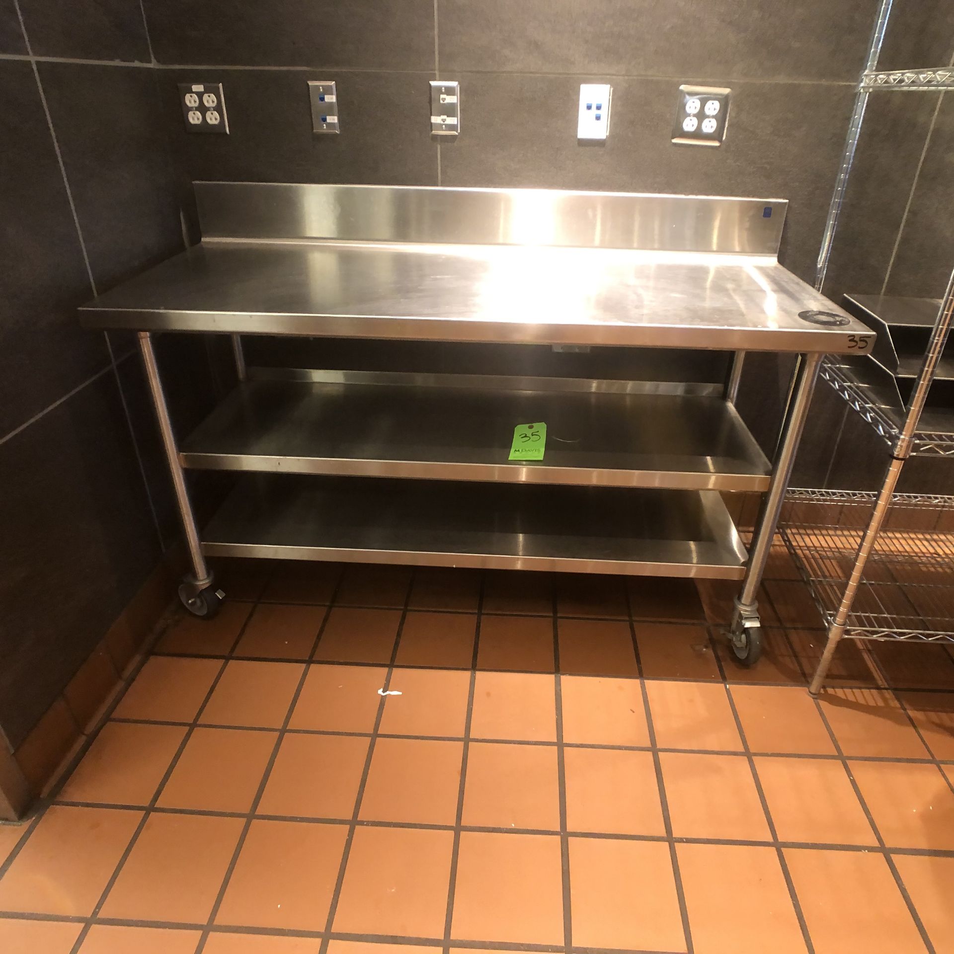 Approx. 5' L x 2" W S/S Portable Table with S/S Backsplash and Shelves
